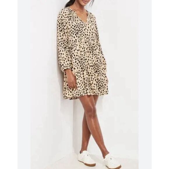Vineyard Vines Dress XL Leopard Print Tiered Dress Long Sleeve Pullover - Picture 1 of 9